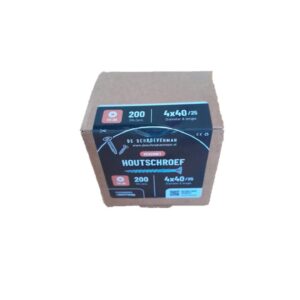 Houtschroef 4×40 deeldraad 200 stuks.