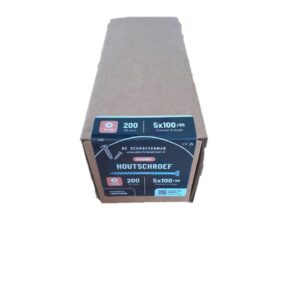 Houtschroef 5×100 deeldraad 200 stuks.