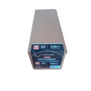 Houtschroef 5×80 deeldraad 200 stuks.