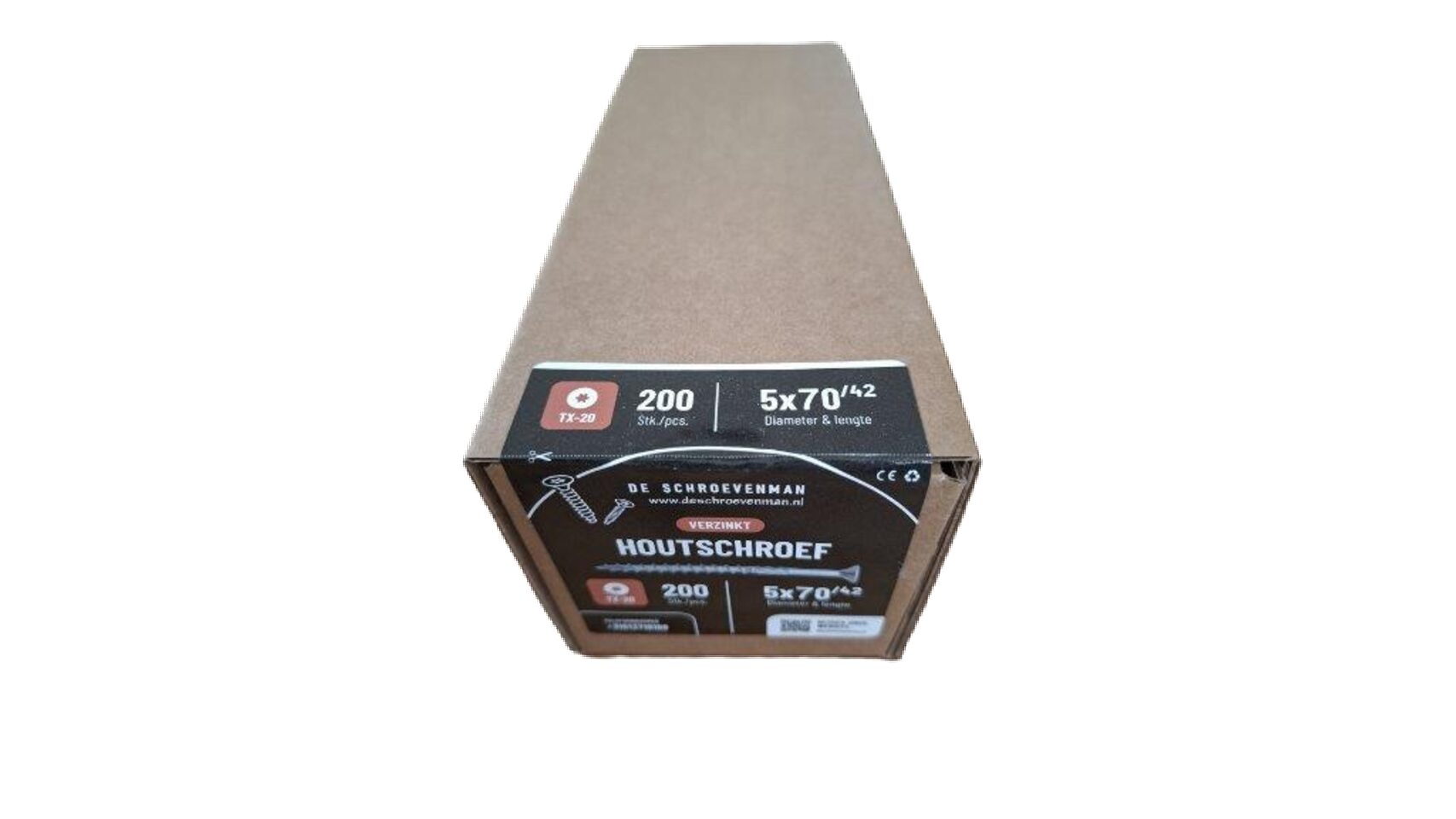 Houtschroef 5×70 deeldraad TX20 (200 stuks)